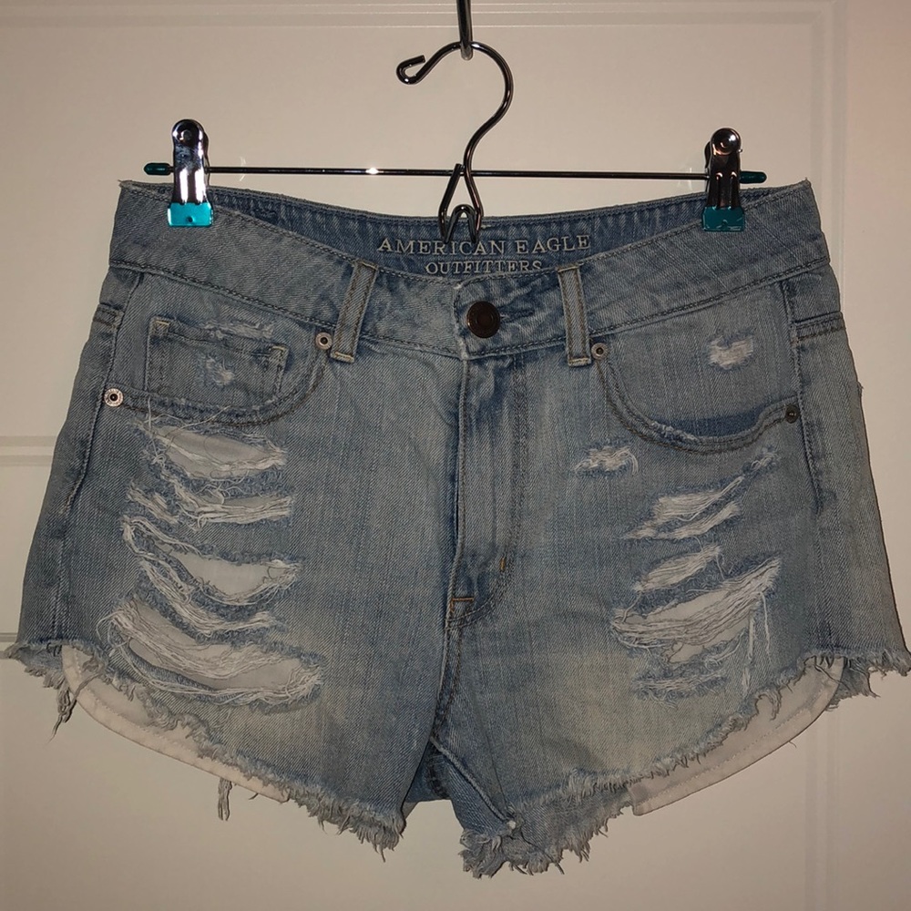 American Eagle High Rise Ripped Shorts